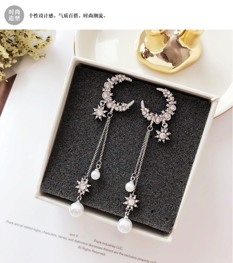 All-matching Long XINGX Tassel Full-jeweled Stud Earrings