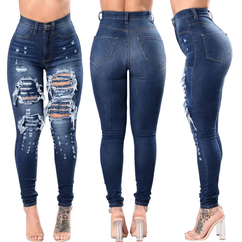 Blue Ripped Jeans for Women