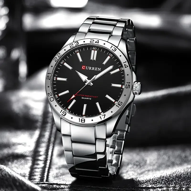 CURREN Minimalist Blue Dial Luminous Stainless Steel Watch