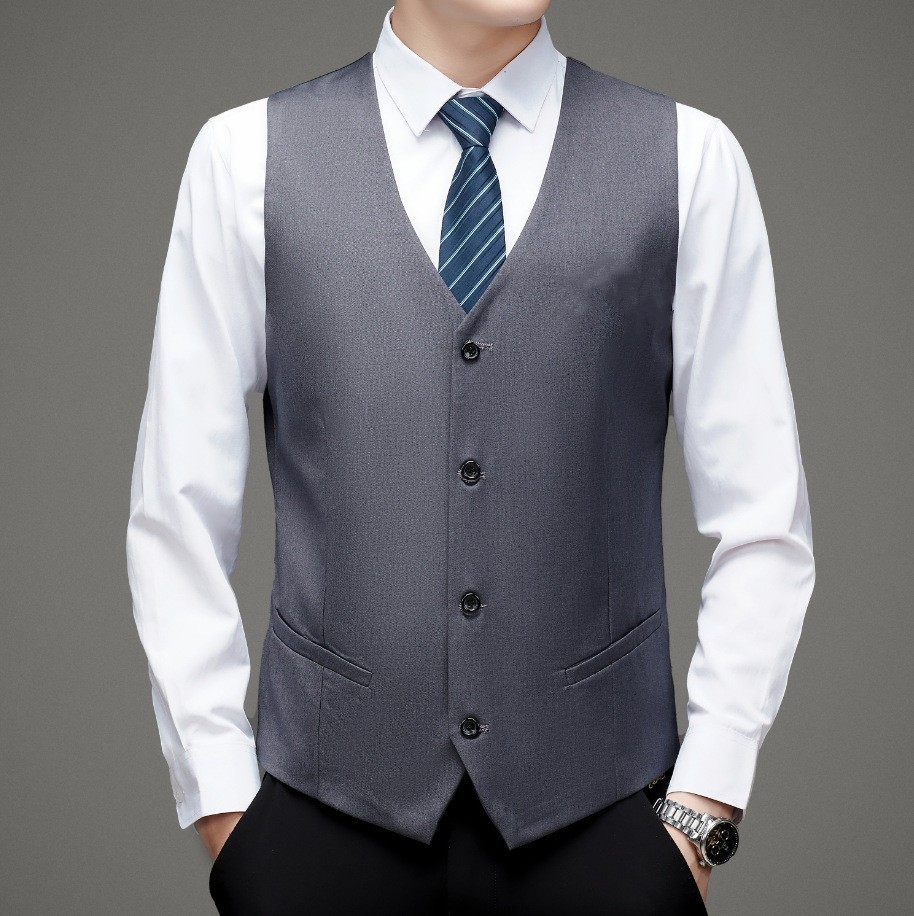 Black Slim-fitting Work Clothes Men's Suit Vest Business Wear