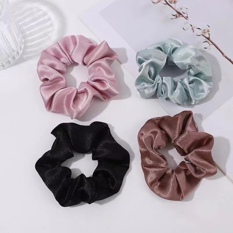 Solid Color Crystal Satin Large Intestine Hair Ring