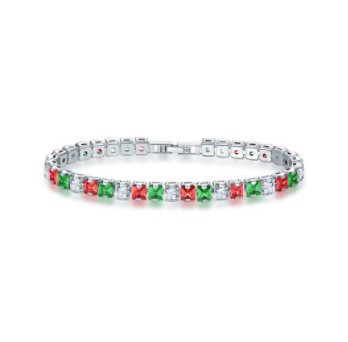 Electroplated Real Platinum Long-lasting Color-retaining Square Diamond Bracelet