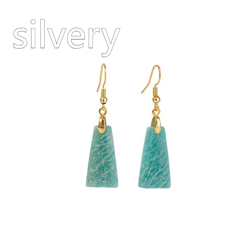 Amazonite Rough Stone Cut Trapezoid Earrings European And American Popular