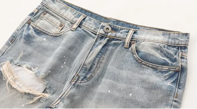 Mens Destroyed Denim Shorts