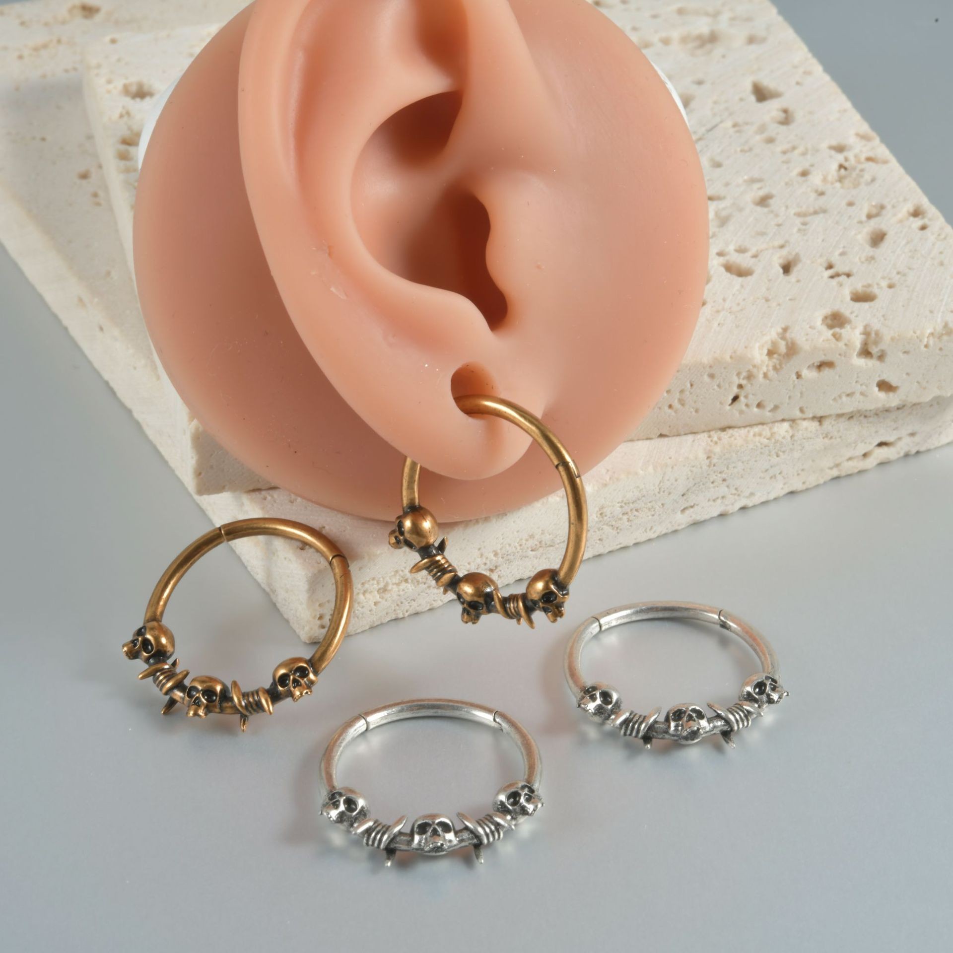 Vintage Puncture Ancient & Gold Antique Silver Copper Earrings