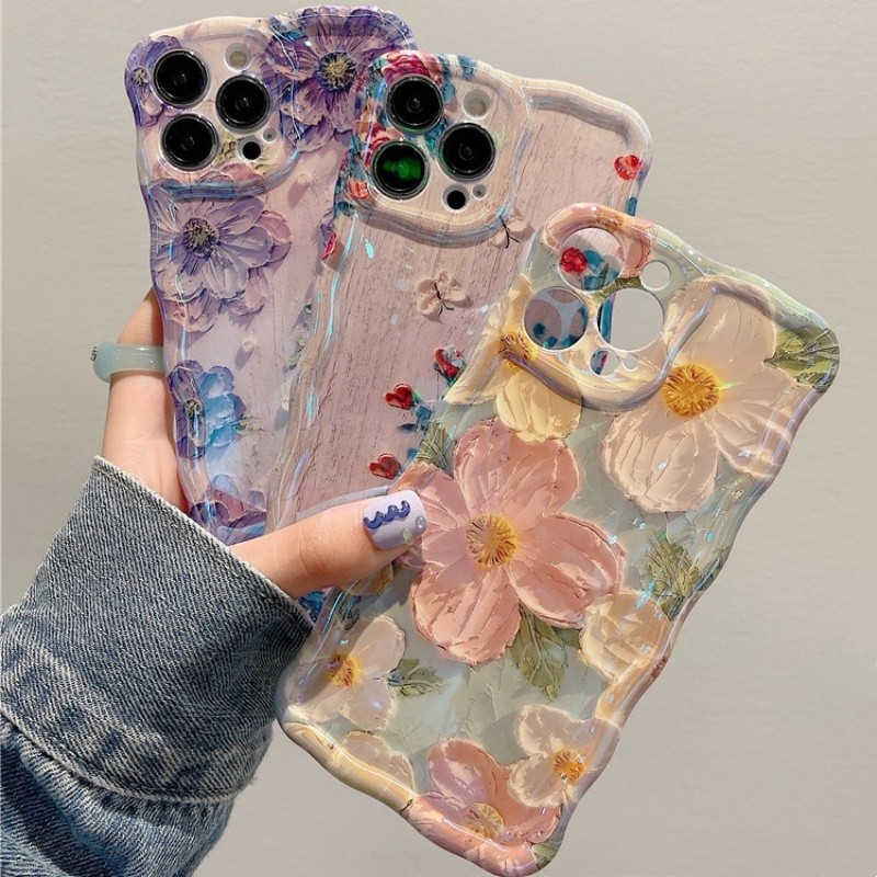 Silicone Drop-resistant Oil Painting Flower Phone Case