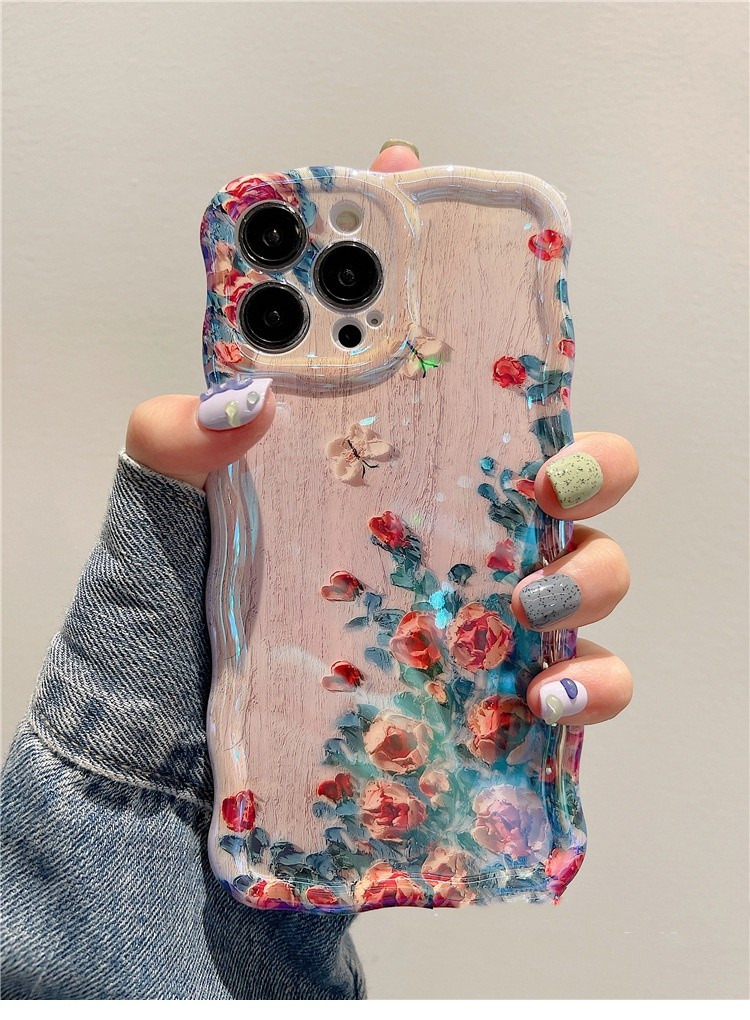 Silicone Drop-resistant Oil Painting Flower Phone Case