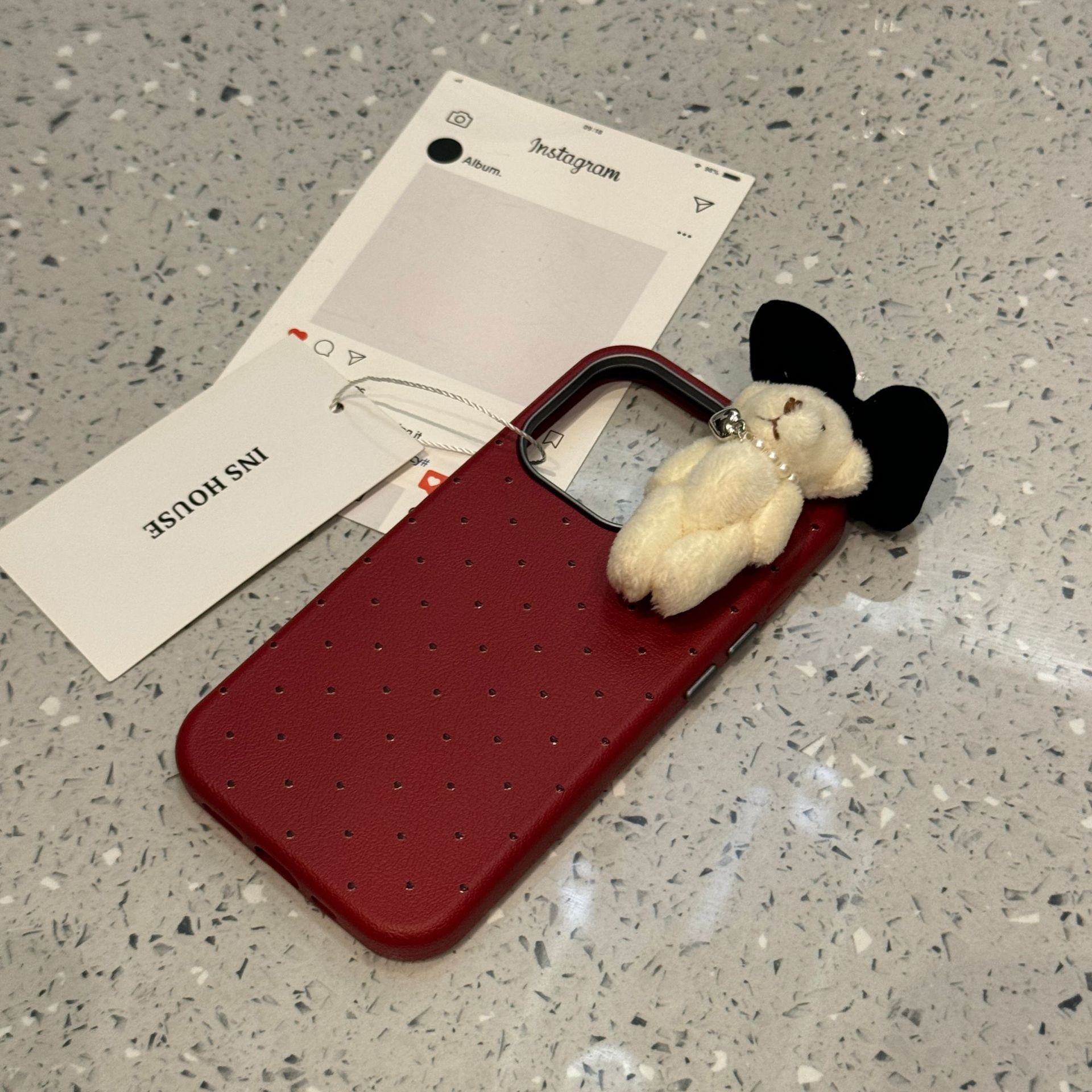 Love Three-dimensional Teddy Bear Suitable For Mobile Phone Case Leather