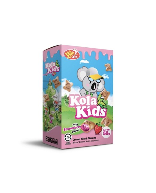 WIN2 Kola Kids Cream Fill Biscuits Strawberry 50g