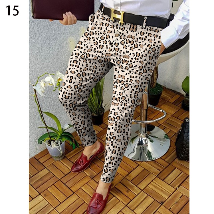 Autumn And Winter New 3D Printed Slim-fit Plaid British Casual Trousers