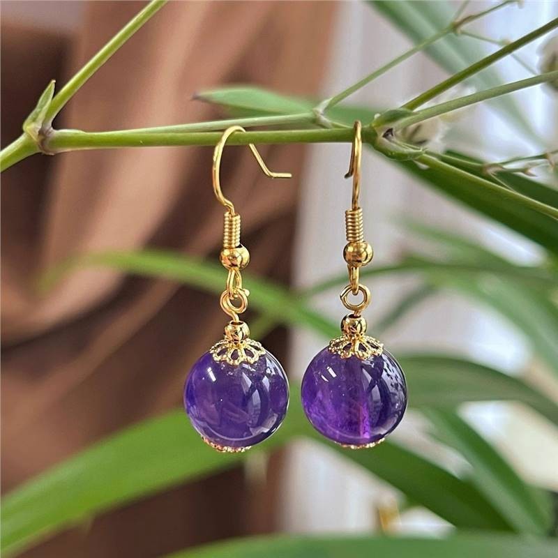 Amethyst Earrings Light Luxury Agate Women