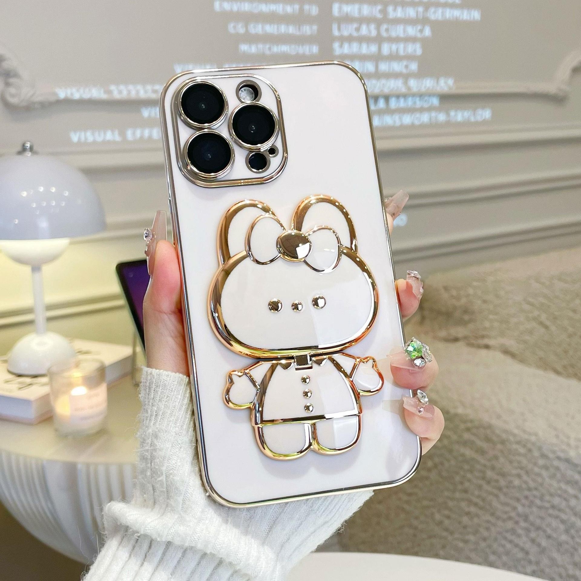 Creative Cartoon Rabbit Stand Mirror Phone Case