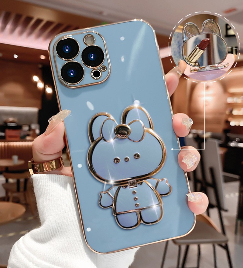 Creative Cartoon Rabbit Stand Mirror Phone Case