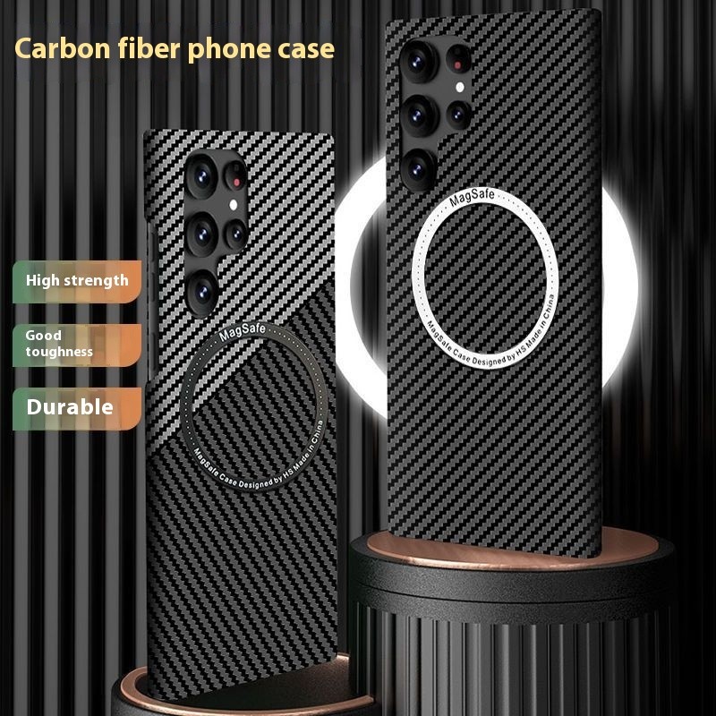 Carbon Fiber Phone Shell Magnetic Kevlar Drop-resistant Protective Case