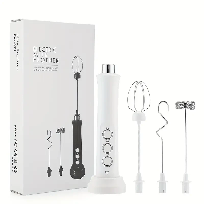 Rechargeable Milk Frother 3-in-1
