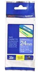 Brother TZe-555 24mm x 8m White on Blue Tape