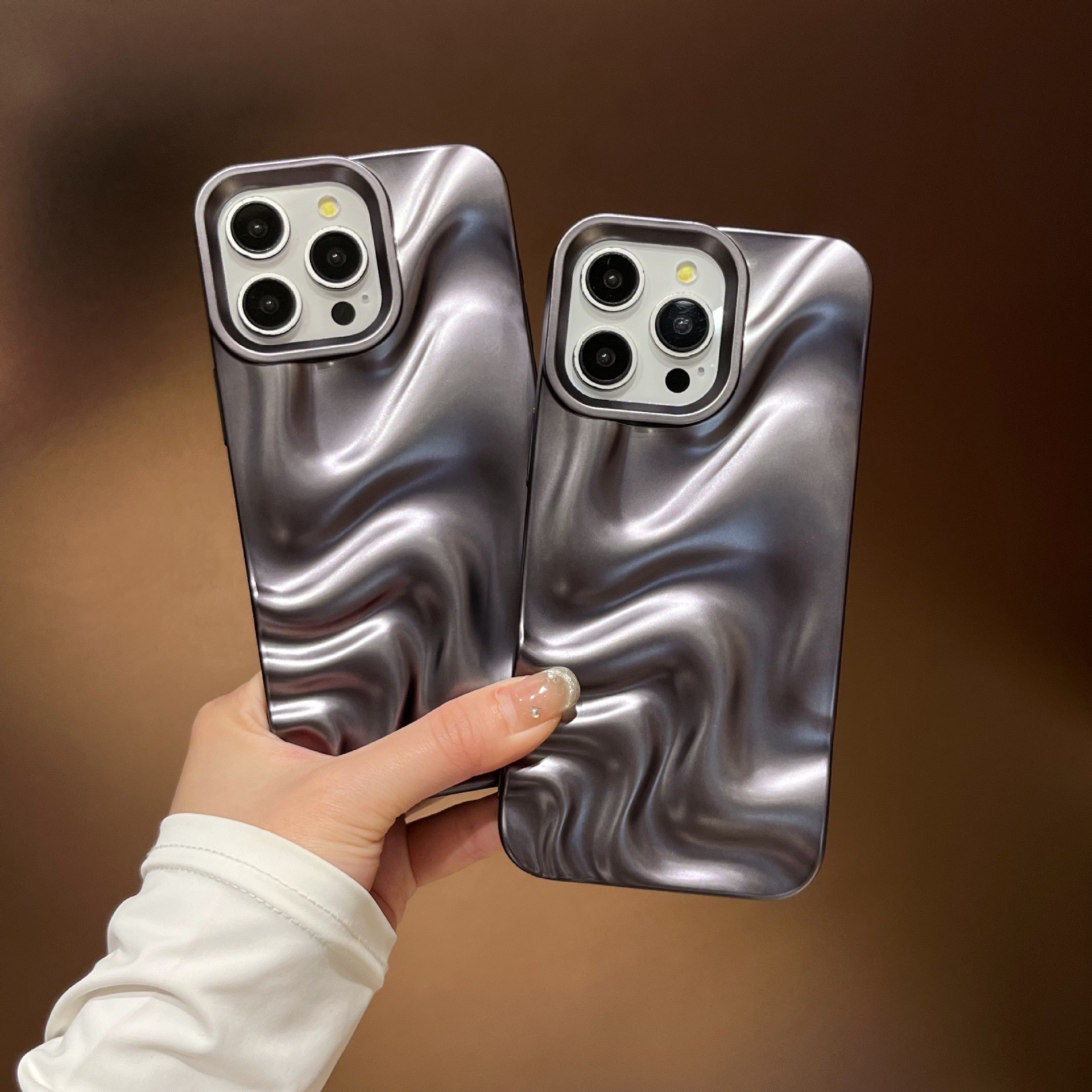 All-inclusive Matte Black Water Ripple Phone Case