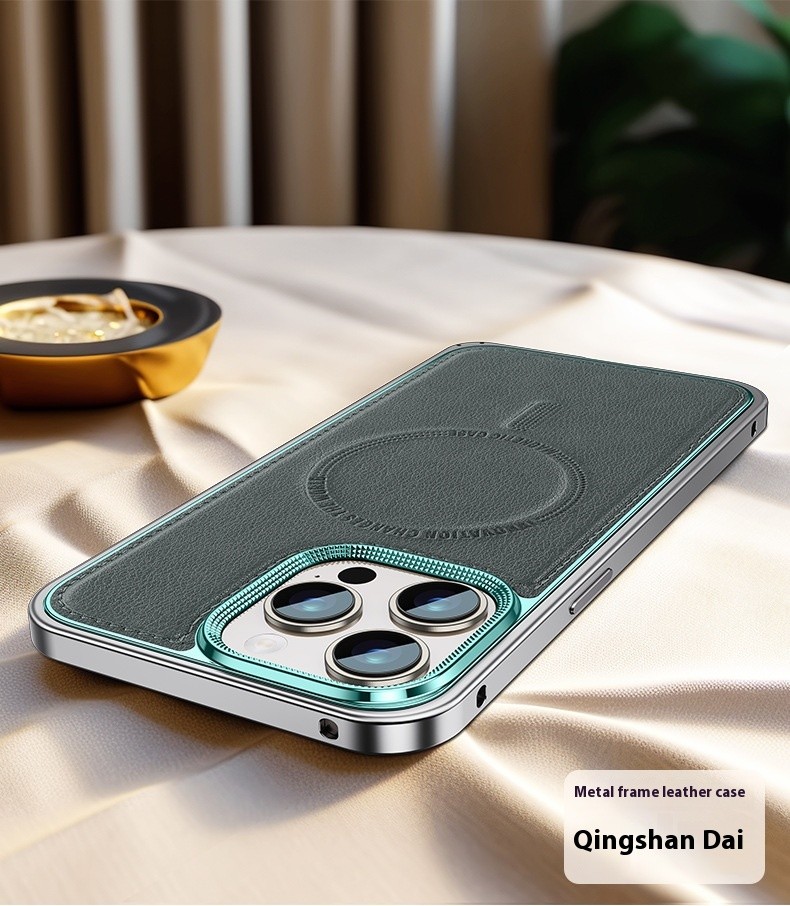 Phone Case Spring Fastener Leather Pattern Cover Drop-resistant Magnetic Suction