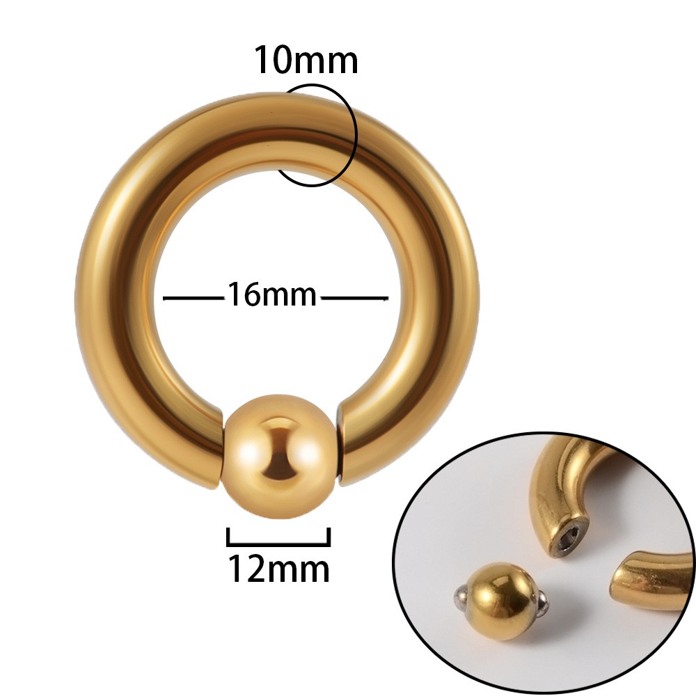 Stainless Steel Round Punk Spring Ball Nose Ring