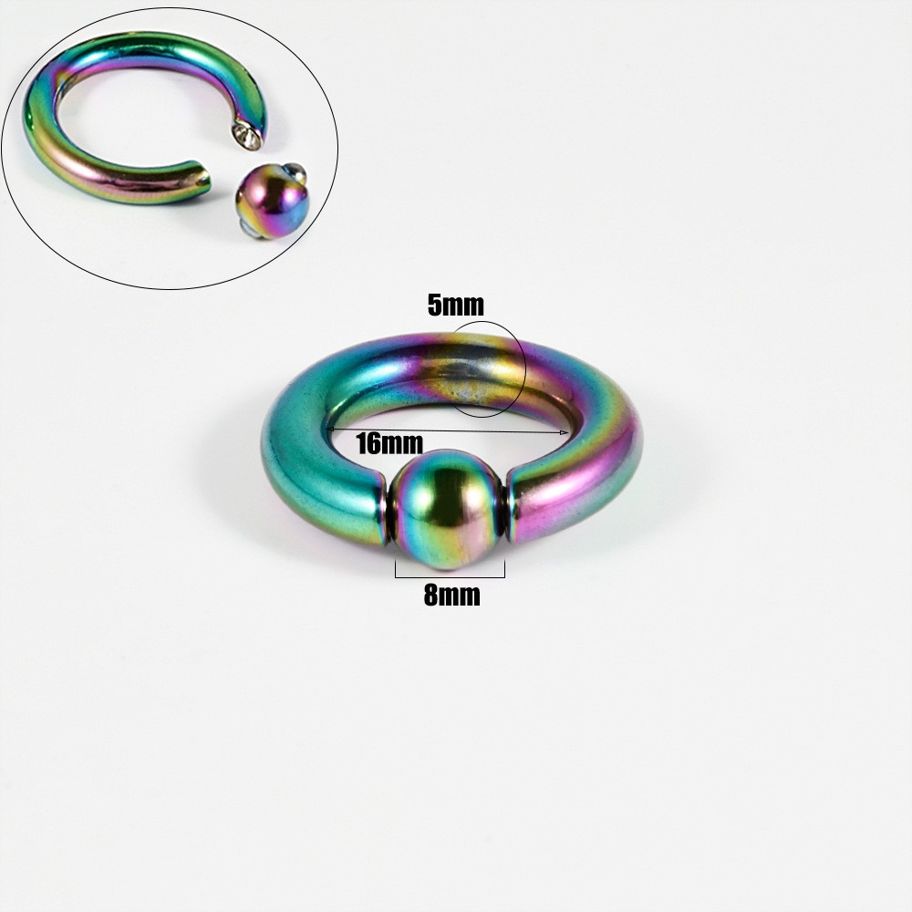 Stainless Steel Round Punk Spring Ball Nose Ring