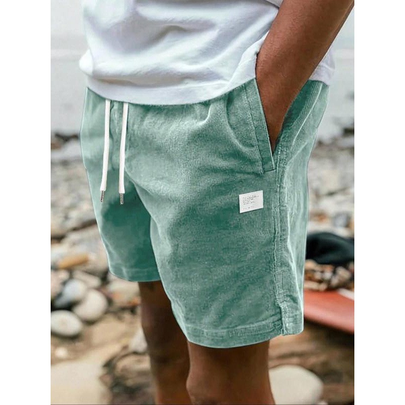 Men's Solid Color Letter Splicing Furcal Lower Hem Drawstring Belt