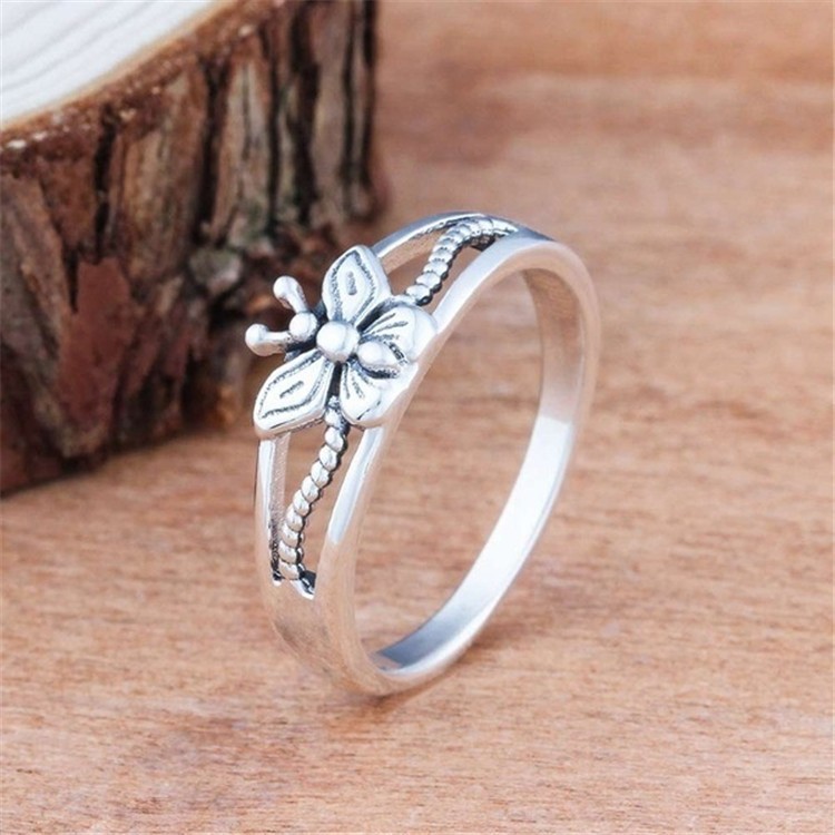 925 Thai Silver Butterfly Ring Entry Lux Women Vintage Ornament