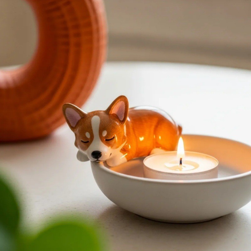 Home Creative Cute Dog Tea Lamp Holder