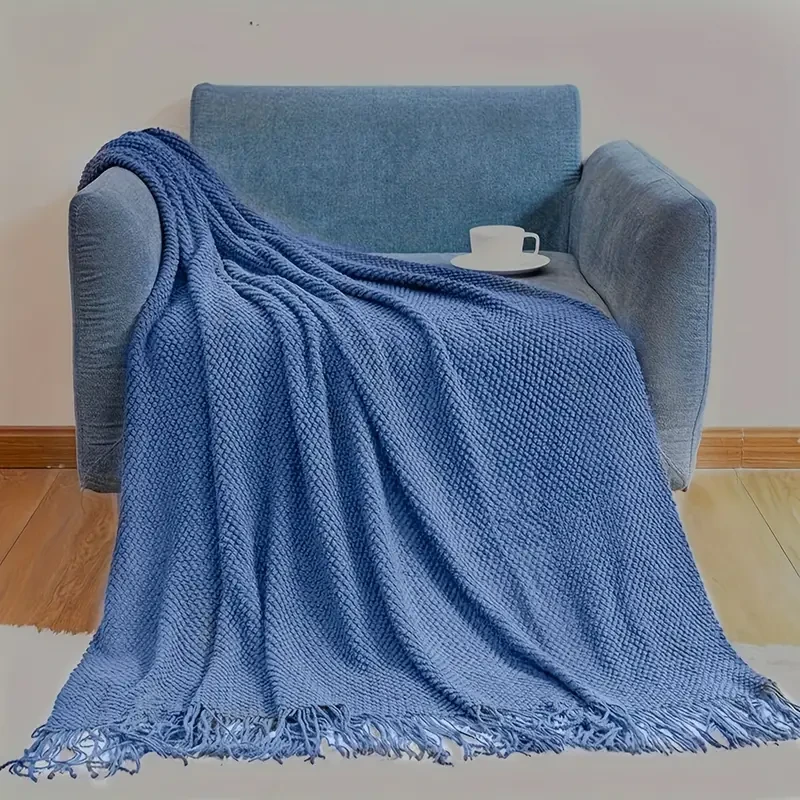 Cozy Morandi Blue Throw Blanket