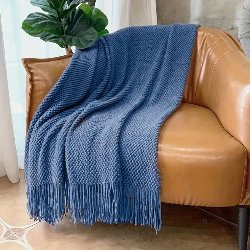 Cozy Morandi Blue Throw Blanket