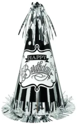 Cone Hat With Foil Fringe - Chalkboard Birthday (Large)