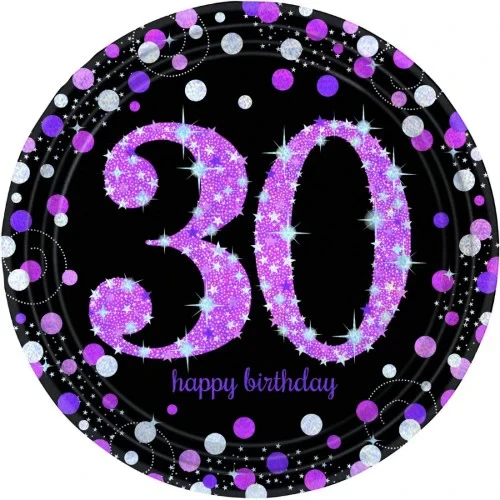 30th Celebration Prismatic Plates Pink 23cm - Pack of (8)