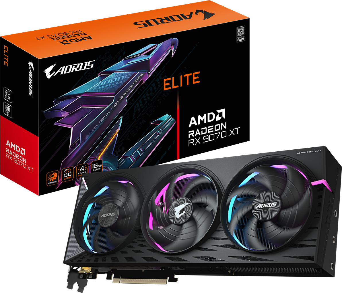 Gigabyte GV-R9070XT Aorus E-16GD 16GB PCIE Graphics Card