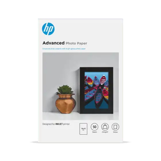 HP Advanced 10x15cm Glossy 250gsm Photo Paper - 50 Sheets