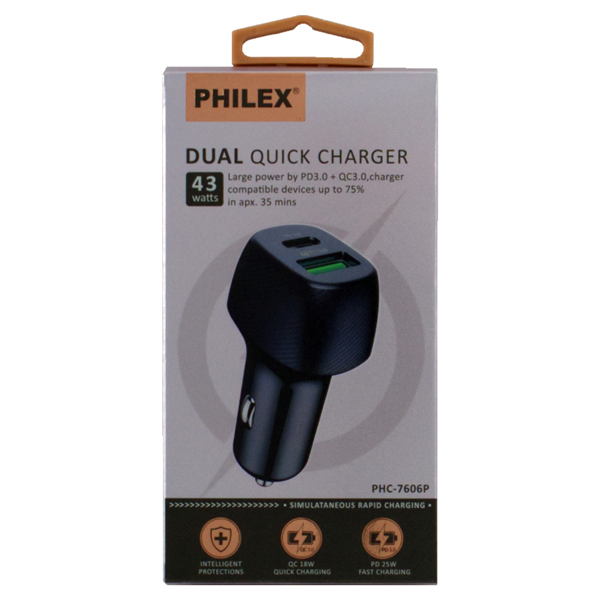 Sansai Dual USB Car Charger - Type-C & Type-A