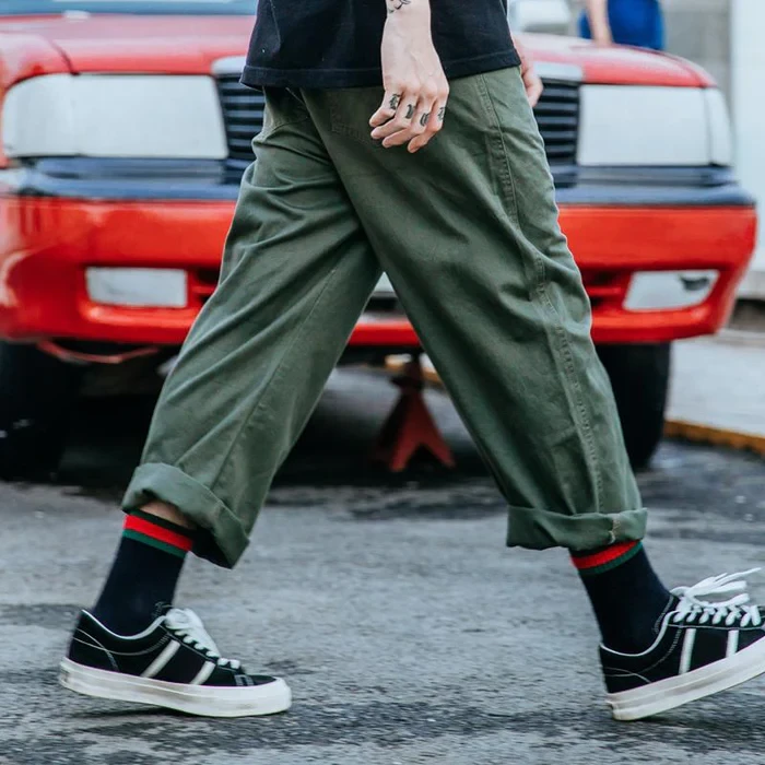 Men's Solid Loose Straight Casual Cargo Pants