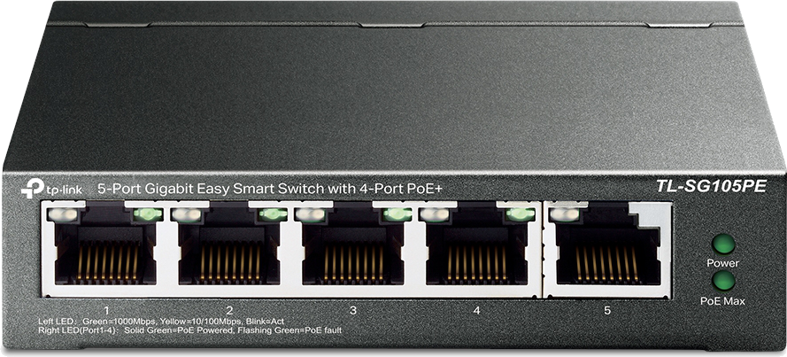 TP-Link SG105PE 5 Port Gigabit Switch Easy Smart 4x PoE Ports