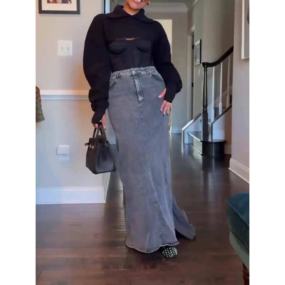 Denim Skirt Maxi