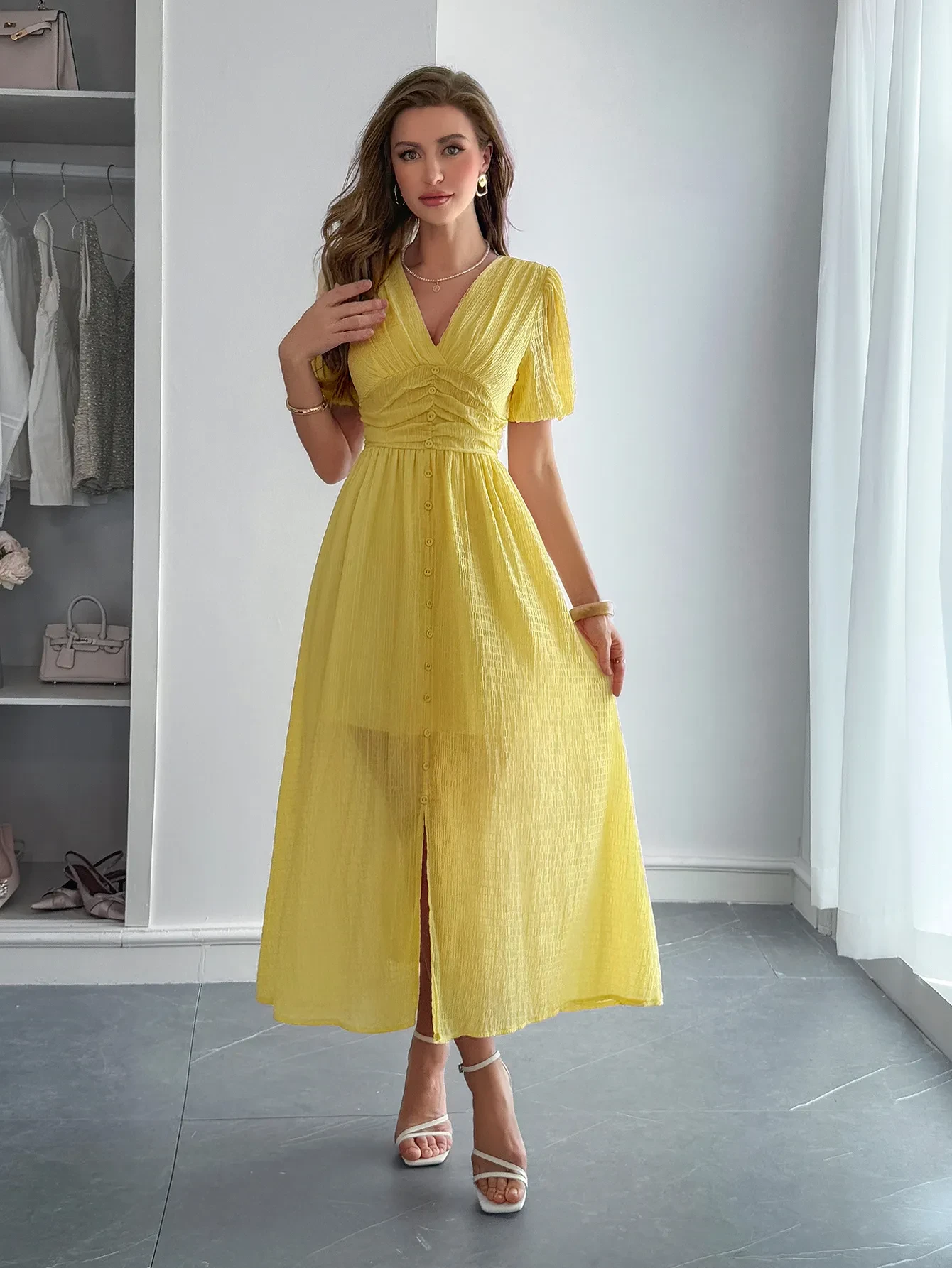 Maxi Dress With Short Sleeves