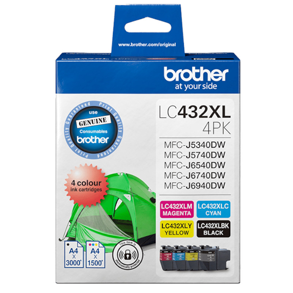 Brother LC432XL3PKS 3-Pack High Yield Ink Cartridge (C/M/Y)