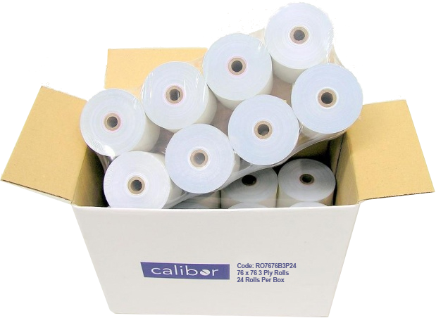 Bond Plain Paper Rolls 76x76mm 3-Ply - Box of 24