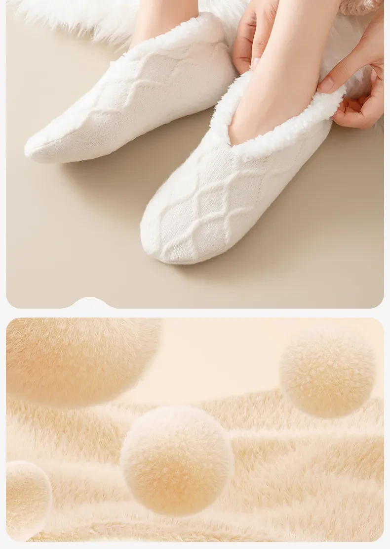 Winter Warm Short Cotton Slipper Socks Unisex Thicken Thermal Plush Home Floor Sock Soft Non-slip Grip Fuzzy Floor Fluffy Socks