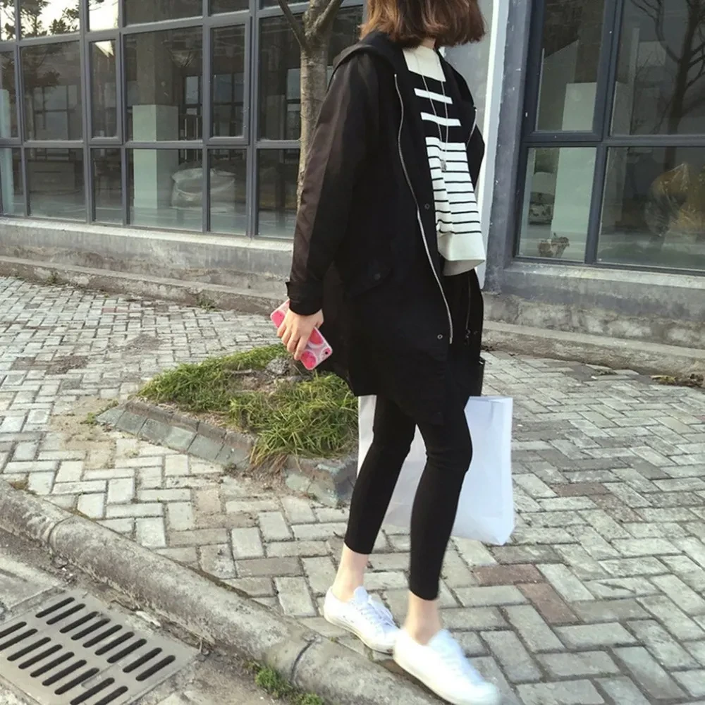 Mid-length zip cardigan plus size trench coat