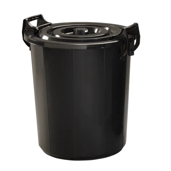 Rubbish Bin Black with Lock Handle 14gal