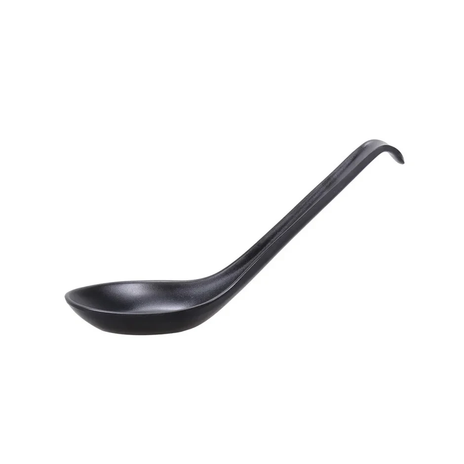 Melamine Soup Spoon with Hook Black