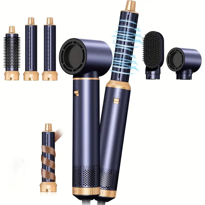 OKWRAP 5-in-1 Hot Air Styler Brush  Versatile Hair Tool for Straightening, Curling, and Styling