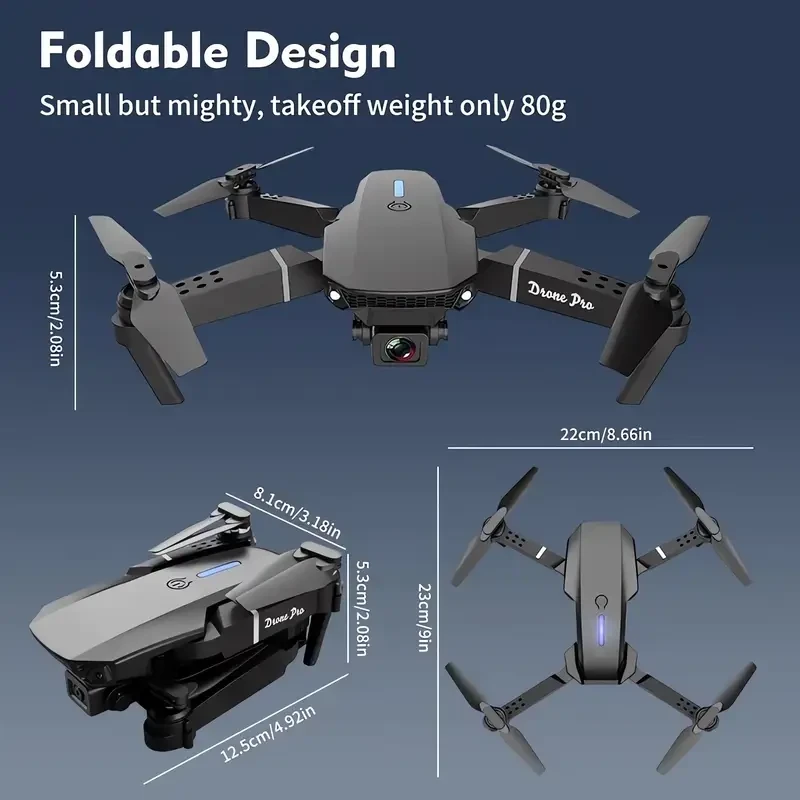 E88 Remote Control Aircraft  HD Dual Camera Foldable Drone for Beginners and Enthusiasts