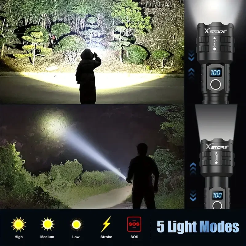 X.STORE Ultra Bright XHP70 LED Flashlight  Powerful, Rechargeable, and Versatile for All Your Lighting Needs