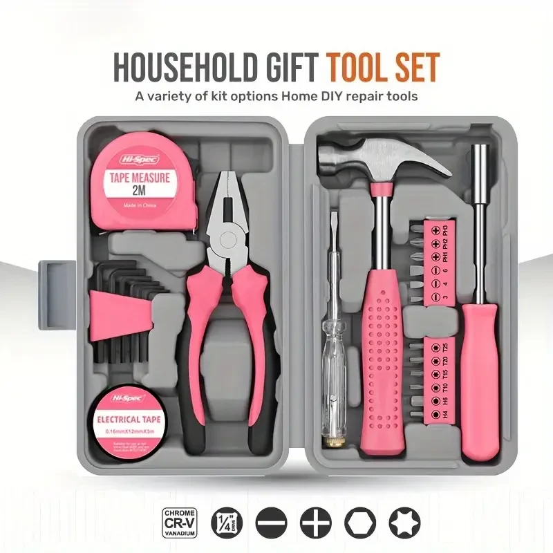 Hi-Spec Pink Home Repair Tool Kit: Stylish and Practical DIY Tool Set for Women