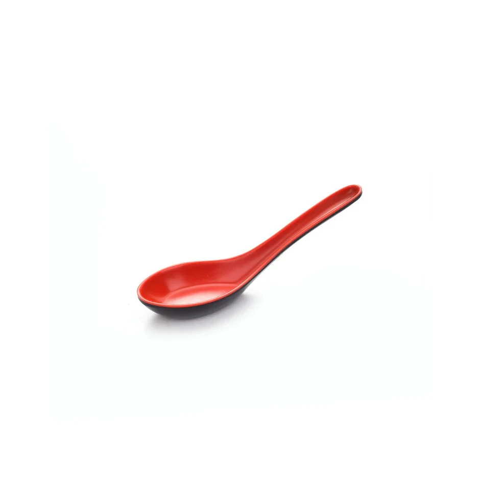 Melamine Chinese Spoon Red/Black 14.5cmx4cm
