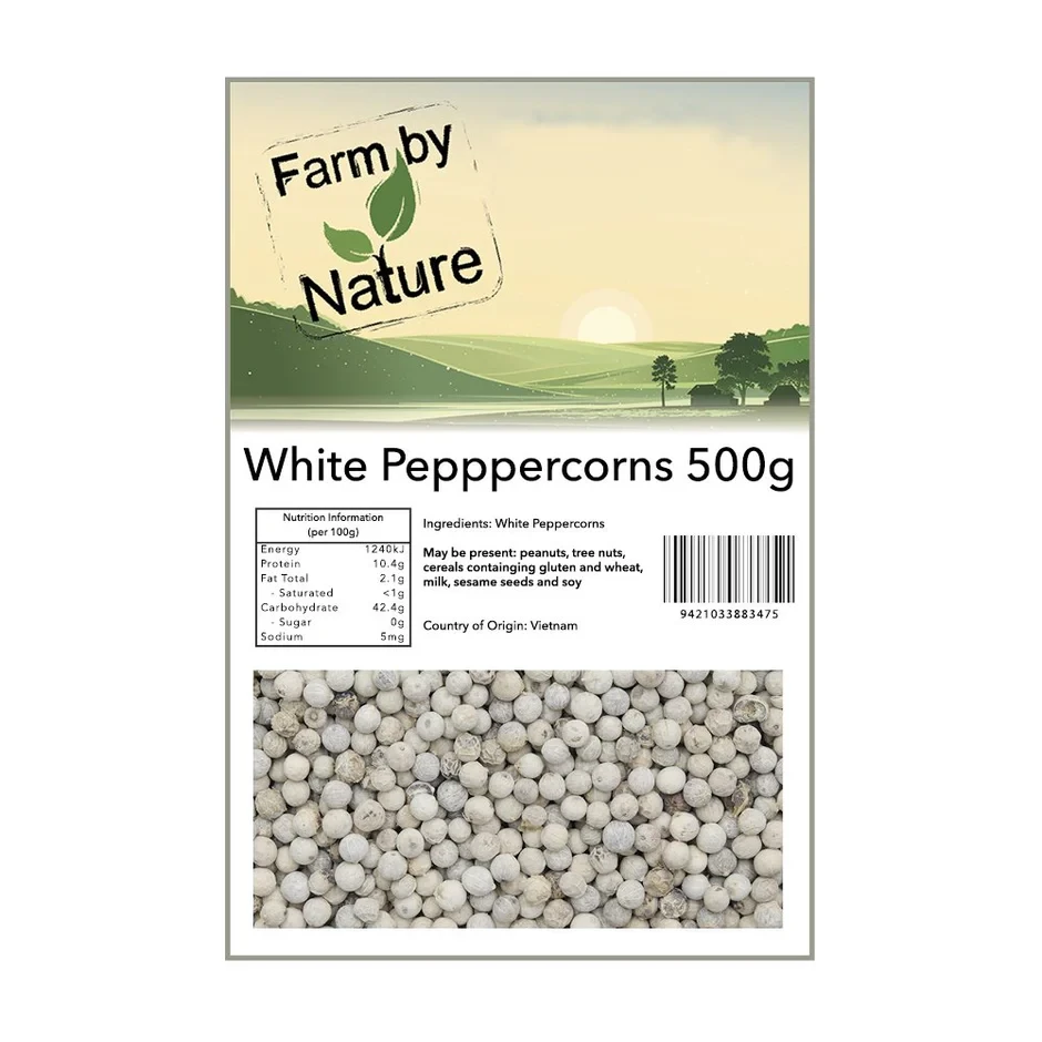 Peppercorns White Whole 500g